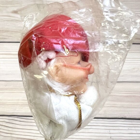 VTG Mini 2” Doll Heads on Wire Pick Mrs Claus x2 & Brunette x2 Crafts Christmas - Picture 7 of 8